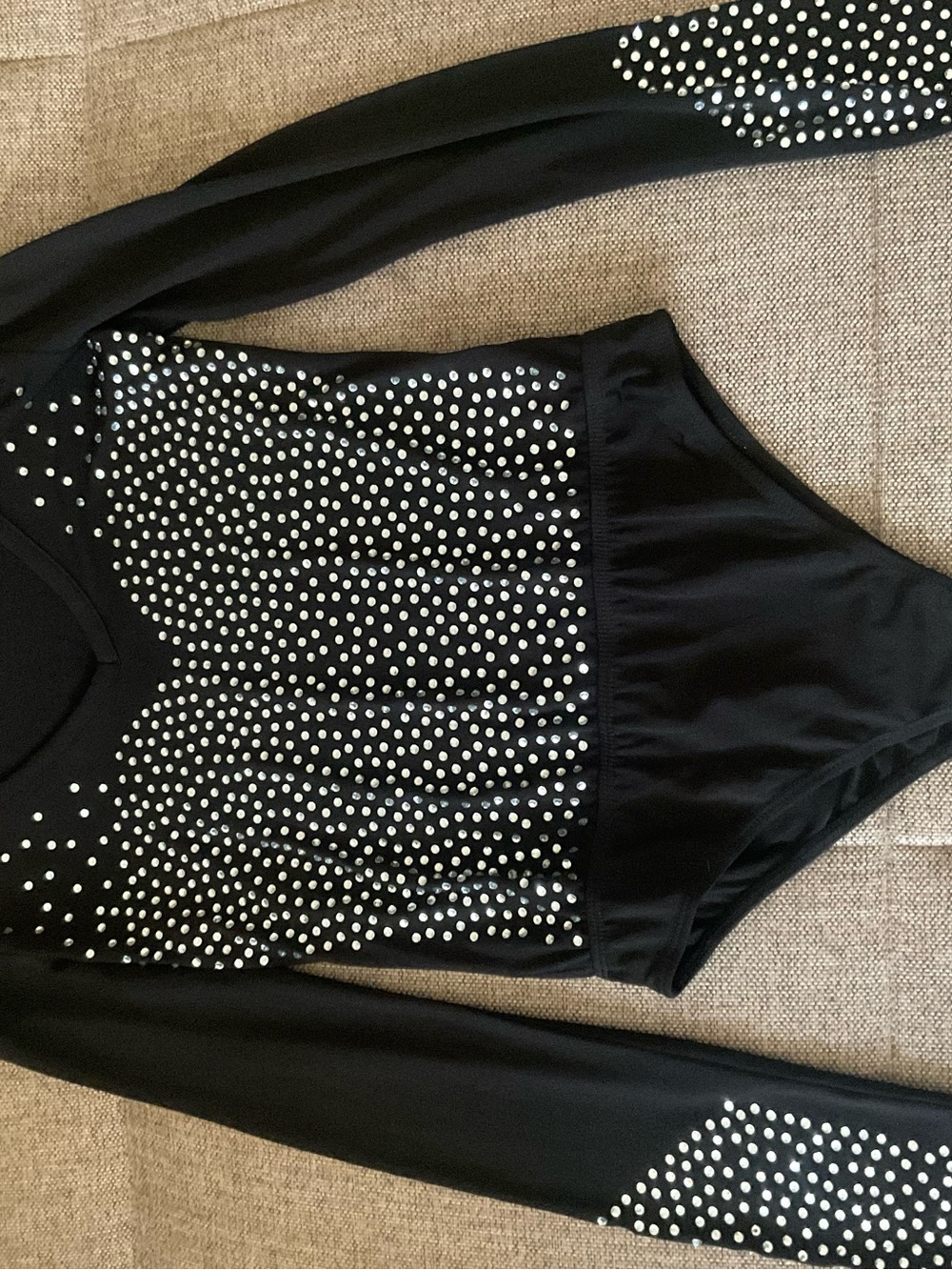 Black Long-Sleeve Embellished Bodysuit